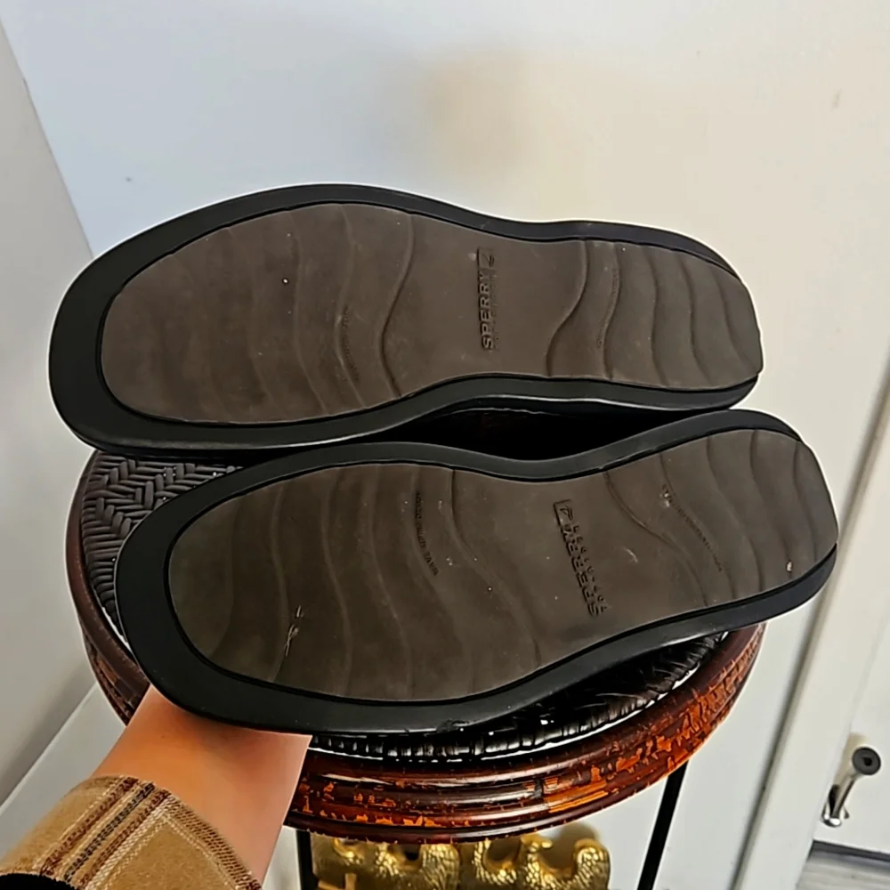 Sperry Top Sider Brown Leather Boat Loafers 10.5M slip on pebbled leathers